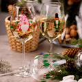 TIPSY TRIO, poháre na víno, set 3 ks, 450 ml, číre so zimným motívom