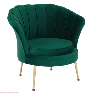 Kreslo v štýle Art-deco, smaragdová Velvet látka/gold chróm-zlatý, NOBLIN NEW