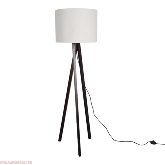 Stojacia lampa, biela/drevo čierne, LILA Typ 9