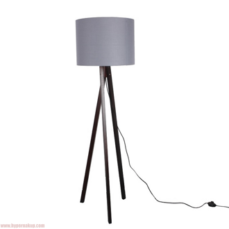 Stojacia lampa, sivá/drevo čierne, LILA Typ 10