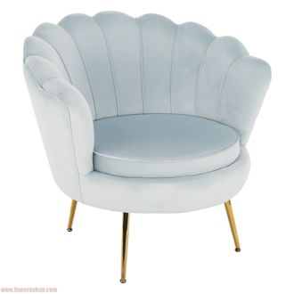 Kreslo v štýle Art-deco, sivomodrá Velvet látka/gold chróm-zlatý, NOBLIN NEW