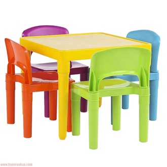 Detský set stôl a stoličky  1+4, viacfarebný, ZILBO