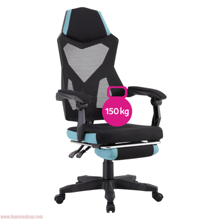 Kancelárske/herné kreslo, čierna/neomint, JORIK NEW