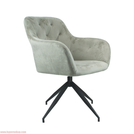 Otočná stolička, sivohnedá Taupe Velvet látka/čierna, VELEZA NEW