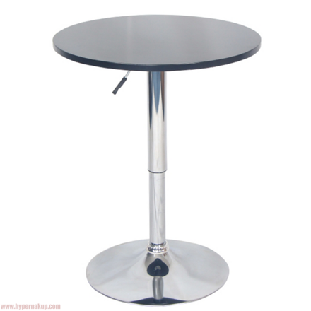 Barový stôl s nastaviteľnou výškou, čierna, priemer 60 cm, BRANY 2 NEW