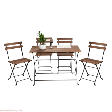 Záhradný set 1+4, akácia/čierna, SEDAN TYP 2