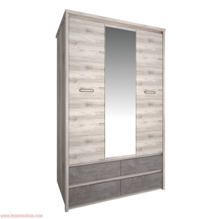 Skriňa so zrkadlom 3D4S, gaštan nairobi/onyx, JESI NEW