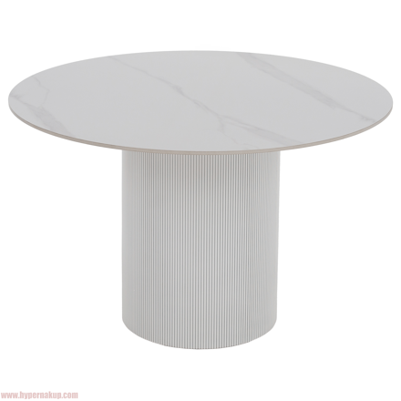 Jedálenský stôl, biely mramor/MDF, priemer 120 cm, MAHIR TYP 1
