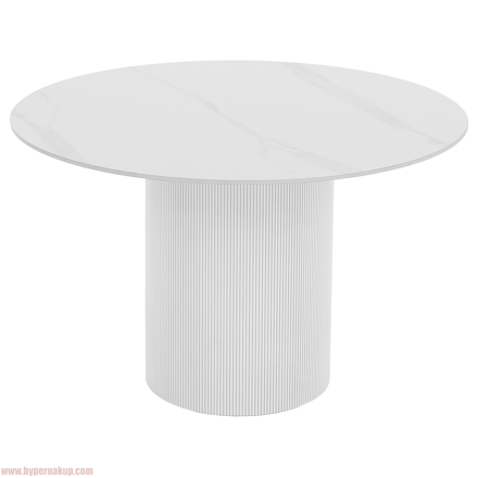 Jedálenský stôl, biely mramor/MDF, priemer 120 cm, MAHIR TYP 1
