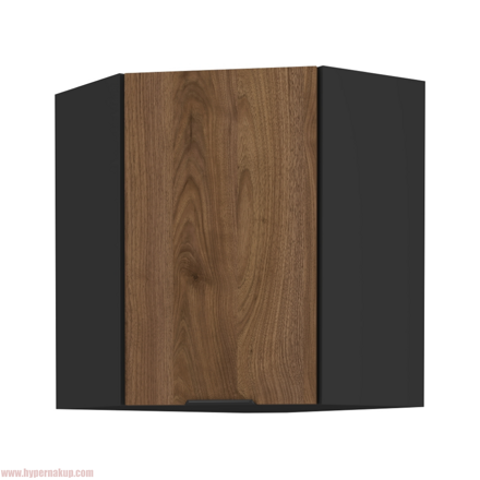 Horná rohová skrinka, orech okapi/čierna, MENZO 60x60 GN-72 1F