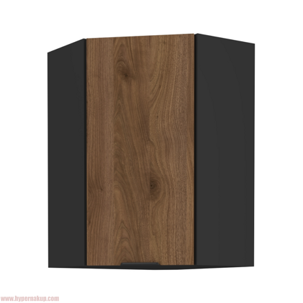 Horná rohová skrinka, orech okapi/čierna, MENZO 60x60 GN-90 1F