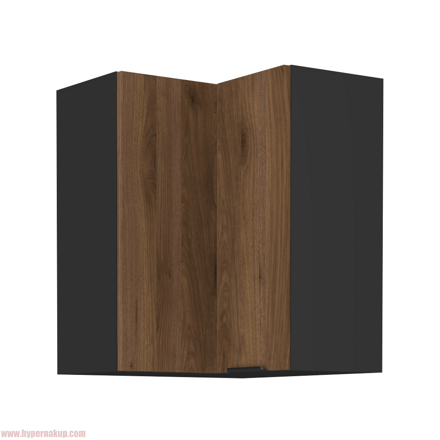 Horná rohová skrinka, orech okapi/čierna, MENZO 60x60 GN-72 2F