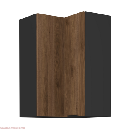 Horná rohová skrinka, orech okapi/čierna, MENZO 60x60 GN-90 2F