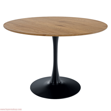 Jedálenský stôl, okrúhly, dub/čierna, priemer 110 cm, REVENTON NEW