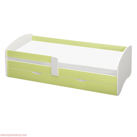 Posteľ s roštom a úložným priestorom 90x200, biela/zelená, COCOLINO