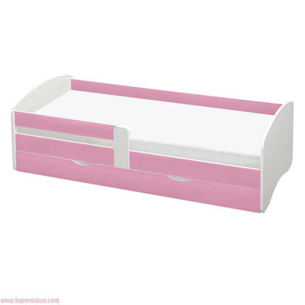 Posteľ s roštom a úložným priestorom 90x200, biela/ružová, COCOLINO
