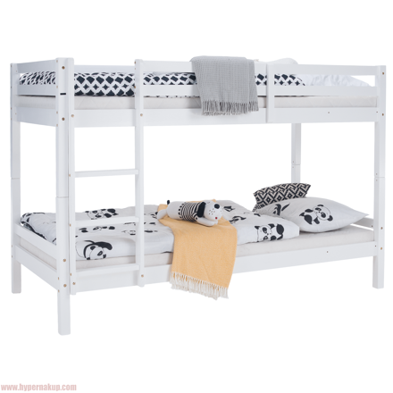 Poschodová posteľ, 90x200, masívne drevo, biela, INEZA