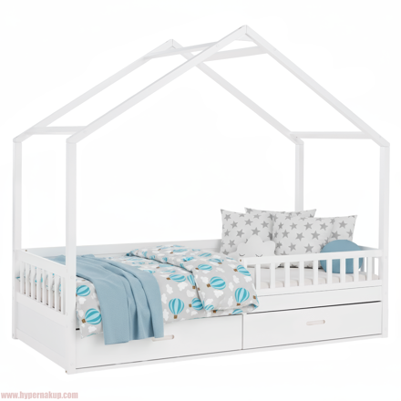 Montessori posteľ, 90x200, biela, masív, BIANKA