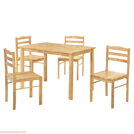 Jedálenský set 1+4, masívne drevo, prírodná, LOAK