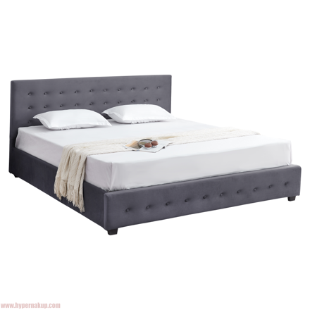 Posteľ s úložným priestorom, 180x200, sivá, MINDY