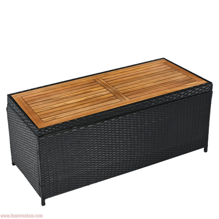 Záhradný úložný box/lavica, čierna/prírodná/krémová, BEMUS