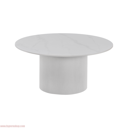 Konferenčný stolík, biely mramor/MDF, priemer 80 cm, MAHIR TYP 1