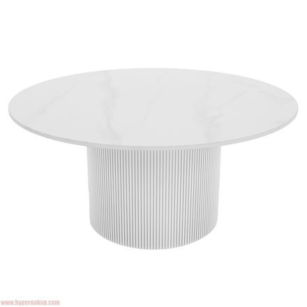 Konferenčný stolík, biely mramor/MDF, priemer 80 cm, MAHIR TYP 1