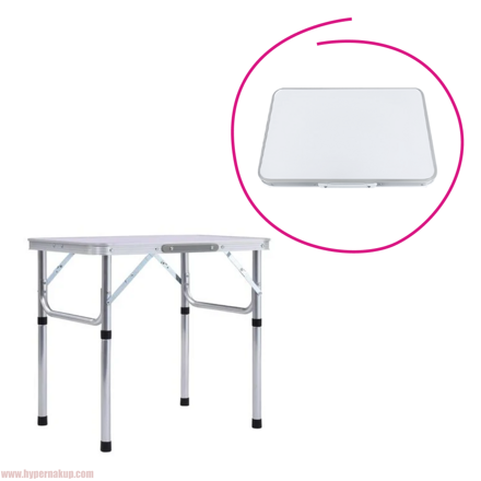 Skladací kempingový stôl, 60 cm, hliník/MDF, KEPI TYP 2