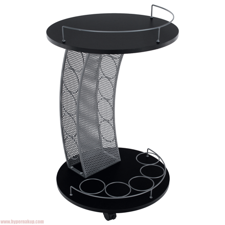 Servírovací vozík, čierna/strieborná, ALADAR NEW