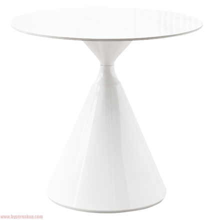 Jedálenský stôl, svetlý mramor/biela, priemer 80 cm, VALER