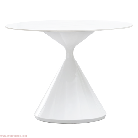 Jedálenský stôl, svetlý mramor/biela, priemer 100 cm, VALER TYP 2