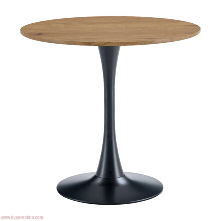 Jedálenský stôl, dub/čierna, priemer 80 cm, REVENTON NEW