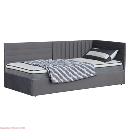 Posteľ s roštom, 90x200, sivohnedá Taupe Velvet látka, MEVIA