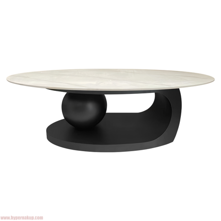Konferenčný stolík, imitácia mramoru/čierna, AXEN Konferenčný stolík, imitácia mramoru/čierna, AXEN