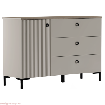Komoda, sivohnedá Taupe/dub silverjack, DOMCA 1D3S