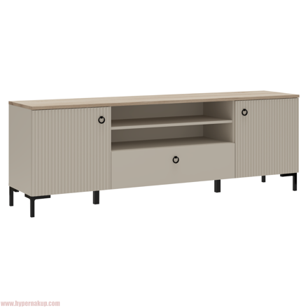 TV stolík, sivohnedá Taupe/dub silverjack, DOMCA 2D1S