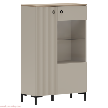 Nízka vitrína, sivohnedá Taupe/dub silverjack, DOMCA 1D1W/140