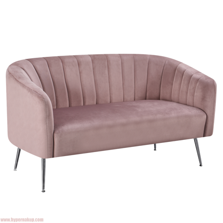 Dizajnový 2-sed, ružová Velvet látka/chróm-strieborný, BAGY