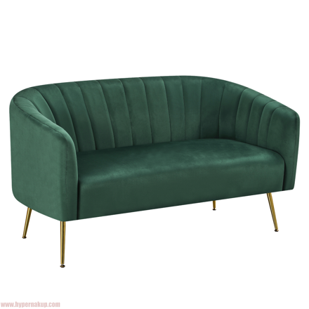 Dizajnový 2-sed, tmavozelená Velvet látka/gold chróm-zlatý, BAGY