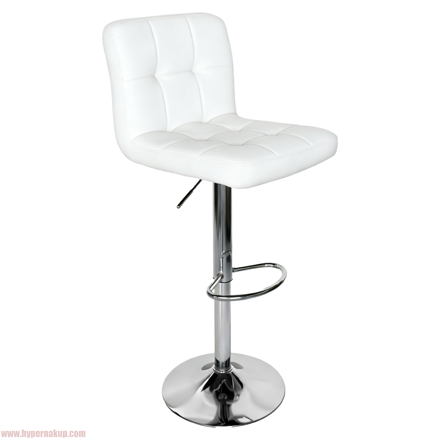 Barová stolička, biela ekokoža/chróm, KANDY 2 NEW
