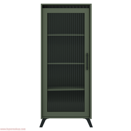 Vitrína, smoke zelená/čierna, LONGY REG1W