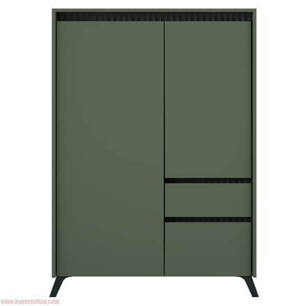 Komoda, smoke zelená/čierna, LONGY REG2D1S1K