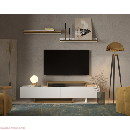 Obývacia stena, biela/dub artisan, MILONA