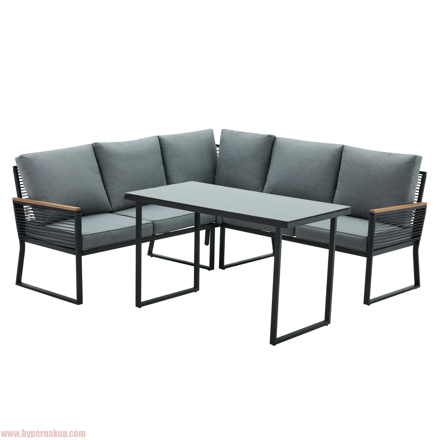 Záhradný set, čierna/sivá, FARLY