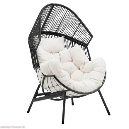 Záhradné kreslo, čierna/biela, NEO