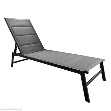 Polohovacie záhradné lehátko, čierna/sivá, LOPEZ