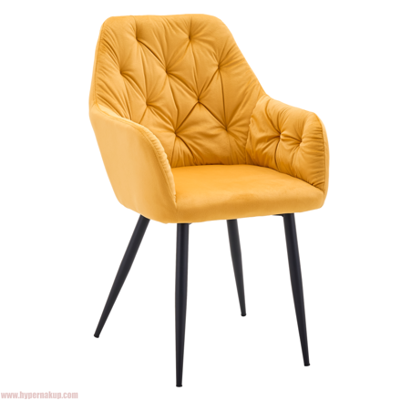 Dizajnové kreslo, žltá Velvet látka, VERIO NEW