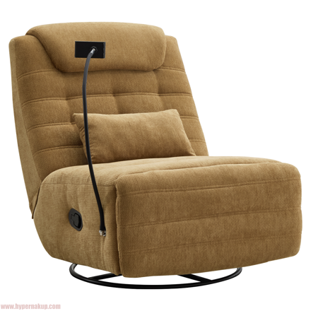 Luxusné otočné kreslo, hojdacie, horčicová, UMBRO