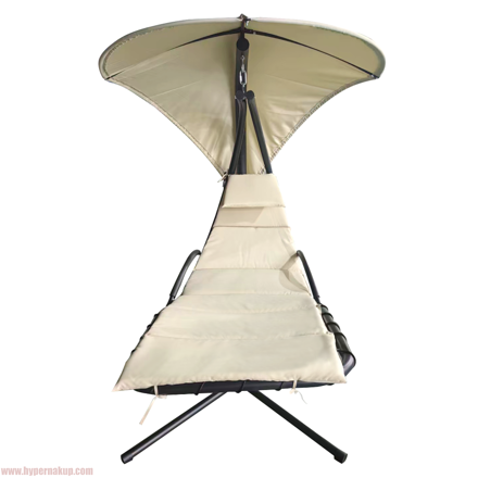 Záhradné hojdacie kreslo, béžová/čierna, SPAVIN 2 NEW