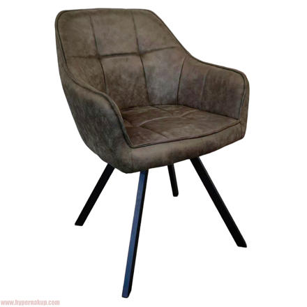 Otočné jedálenské kreslo, zelená látka s efektom brúsenej kože, SAMANTA